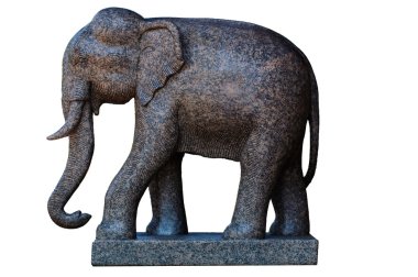 Beyaz arka plan üzerinde izole granit fil ayakta tasarım.