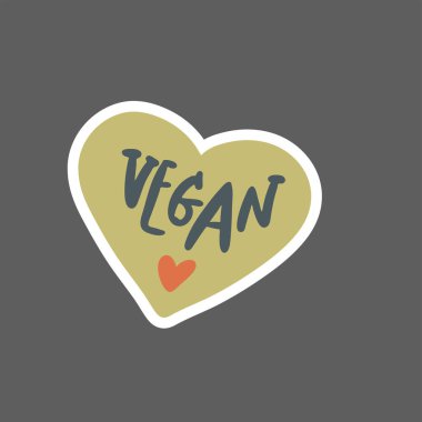 Vejetaryen. Tasarımınız için illüstrasyon motivasyonu alıntısı: kart, afiş, poster. Kalp
