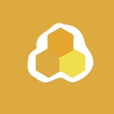 Sarı arkaplanda üç bölümden oluşan bal peteği