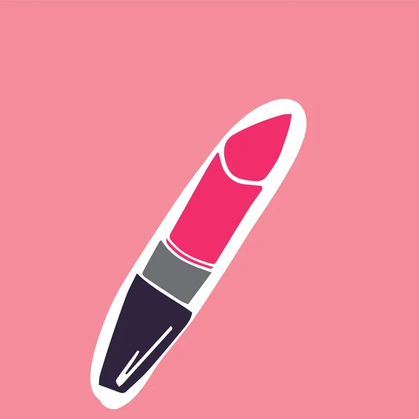 Vector Illustration Lipstick Pink Background — Stock Vector