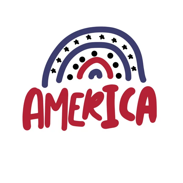 Gaya Patriotik Amerika Tulisan Tangan Digambar Vektor Ilustrasi Konsep Amerika - Stok Vektor