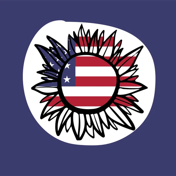 Vector Illustration Sunflower Usa Flag — Vettoriale Stock