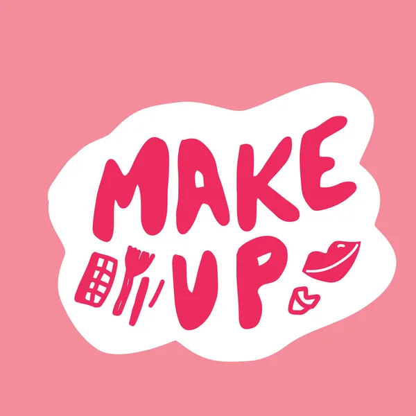 Make Lettering Drawings Sticker Pink Background — Stockvector