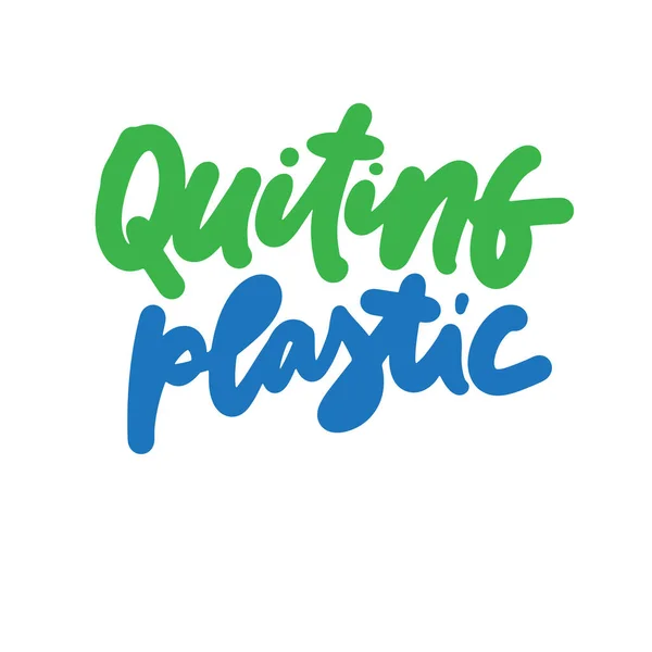 Green Blue Quiting Plastic Lettering Poster — Stock vektor