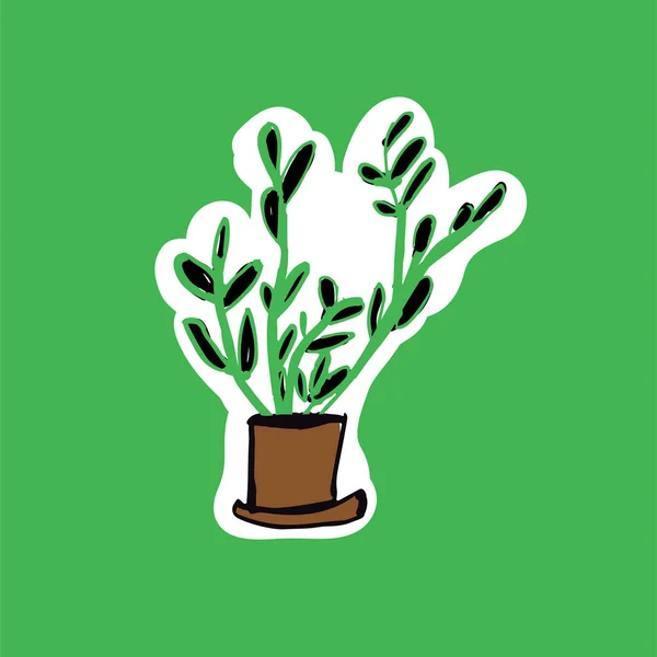 Simple Hand Drawn Vector Illustration House Plant — Stock Vector