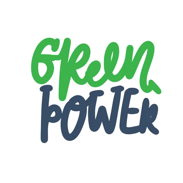 Green Blue Green Power Lettering Poster — Vettoriale Stock