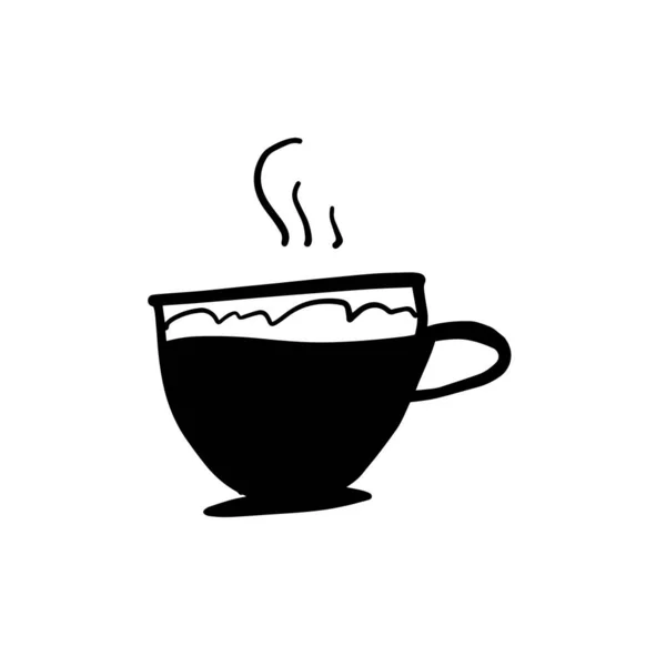 Dibujo Negro Taza Bebida Con Crema Vapor — Archivo Imágenes Vectoriales