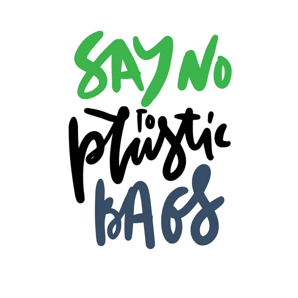 Say Plastic Bags Lettering Poster — 스톡 벡터