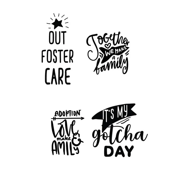 Set Adoption Quotes Foster Care Hand Lettering — Stock Vector