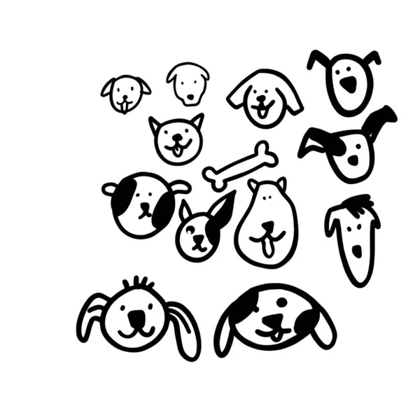 Conjunto Ilustrações Engraçadas Cão Para Seu Design —  Vetores de Stock