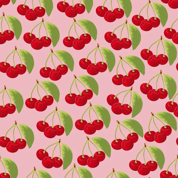 Ripe Cherry Seamless Pattern Stains Berries Give Them Freshness — Stock Vector