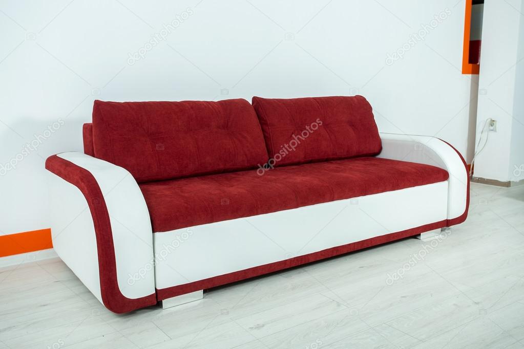 Red White Sofa On A Background Stock Photo