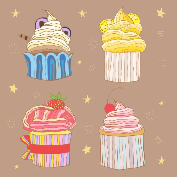 Four cupcakes — Stock Vector