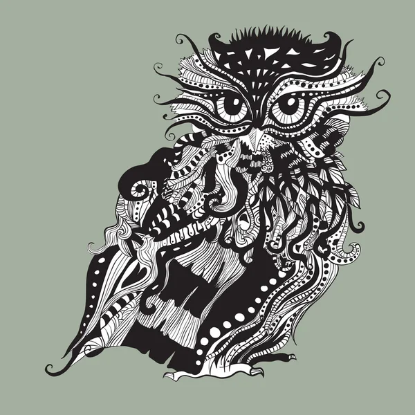 Сова черно белая векторы, стоковая векторная графика Сова черно белая