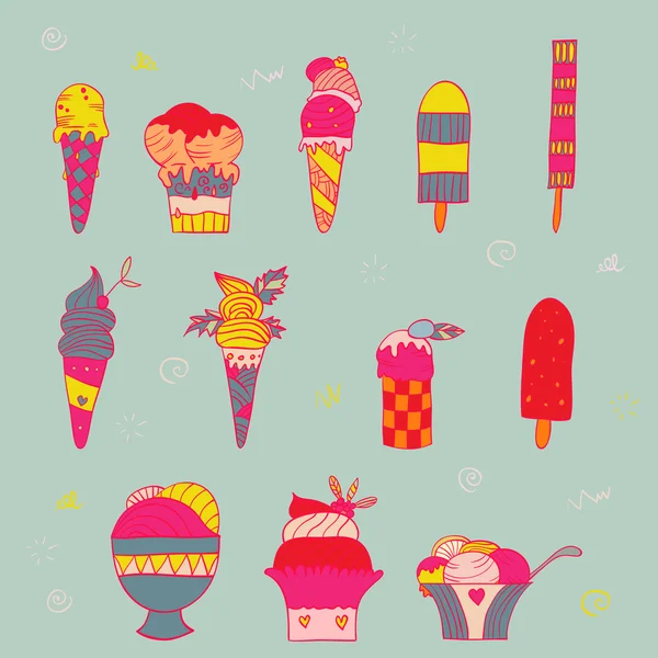 Set of bright ice cream — Stock Vector