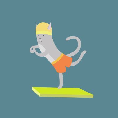 swimming cartoon cat clipart
