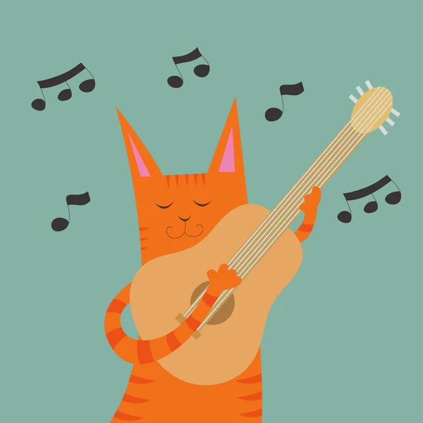Katt med en gitarr — Stock vektor