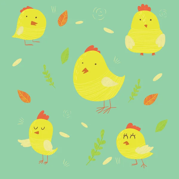 Little cute chickens — Stock Vector