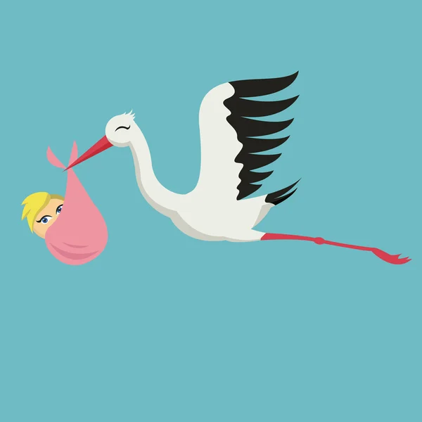 Storch und Baby — Stockvektor