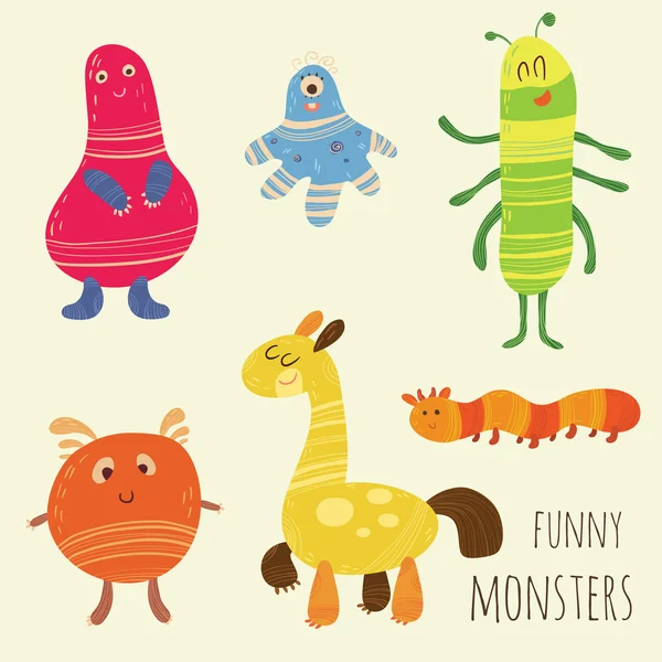 Monstres drôles et colorés — Image vectorielle