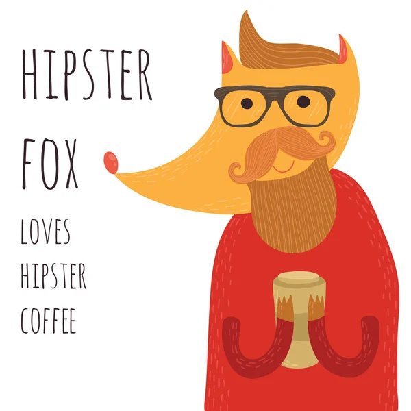 Rolig hipster fox — Stock vektor