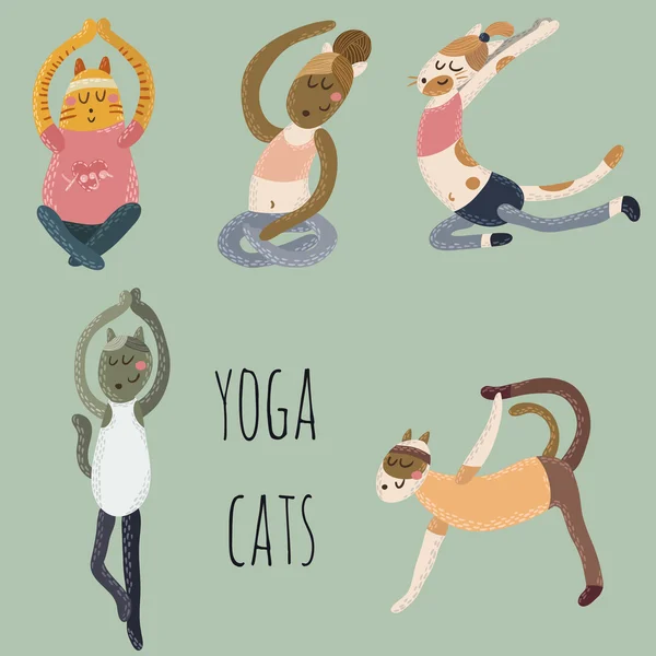Divertenti gatti yoga — Vettoriale Stock