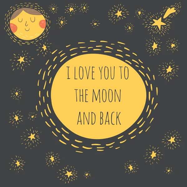 我爱你的月亮和回来 免版税图库插图