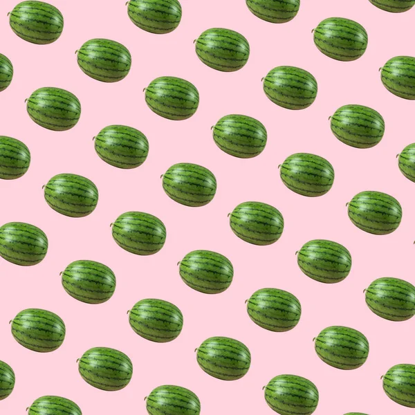 Trendy Pink Background Multiplied Juicy Watermelons Minimal Summer Concept Copy — Stock Fotó