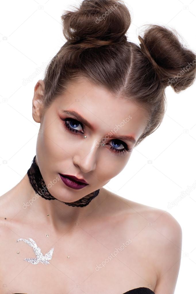 Portrait of a girl with creative make-up.