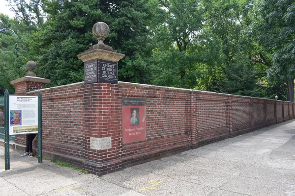 Philadelphia Pennsylvania Juli 2021 Buitenmuur Van Christ Church Cemetery Fifth — Stockfoto