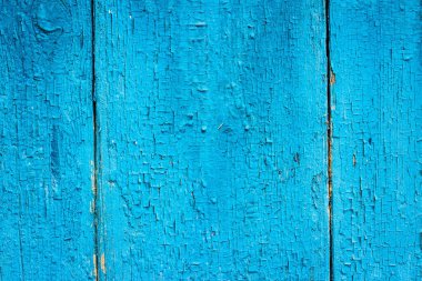 Tasarım için parlak mavi ahşap çit yakın plan dokusu