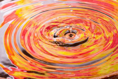 Yüzeydeki mevsimsel tonların suya düşen parlak sonbahar soyutlaması.