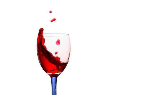 Tasty Alcoholic Drink Red Wine Glass Flying Drops Looks Appetizing — Stock Photo, Image