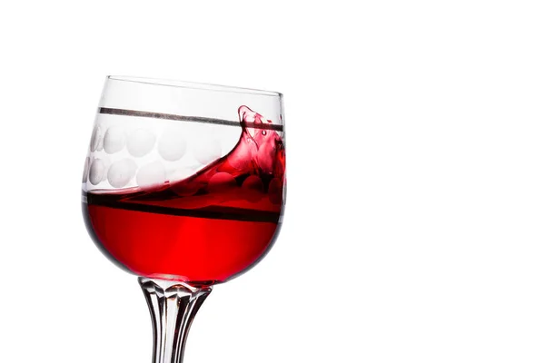 Brillante Ola Vino Tinto Una Copa Vintage Sobre Fondo Blanco — Foto de Stock