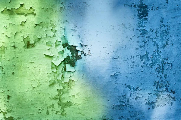 Pared Hormigón Colores Brillantes Verde Azul Con Fondo Rellenos Agrietados — Foto de Stock