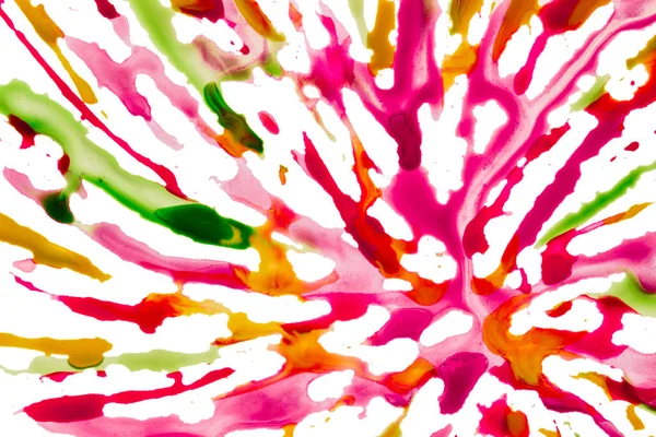 Mancha Multicolorida Brilhante Pintado Com Tintas Fundo Branco Cores Emocionantes — Fotografia de Stock