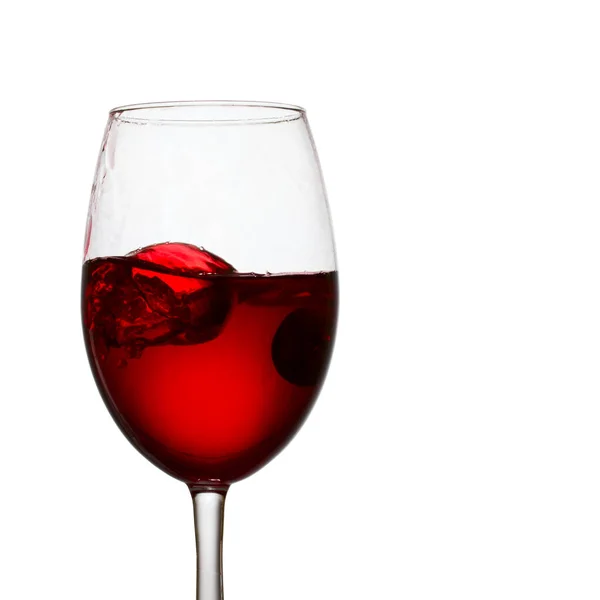 Popular Vinho Tinto Espirrando Copo Conceito Fundo Branco Uma Bebida — Fotografia de Stock