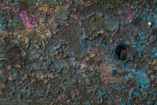 Dark Metal Texture Bright Spots Multicolored Torn Paint Beautiful Abstraction — Stock Photo, Image