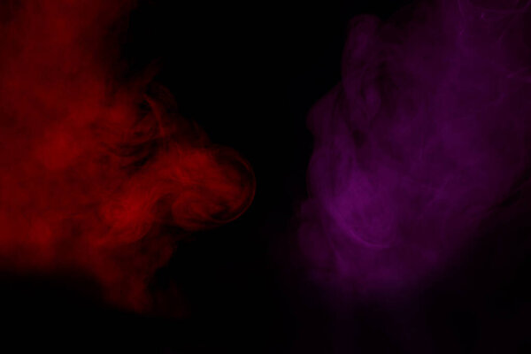 Red and purple cigarette vapor bewitching pattern mystical abstraction smoking concept
