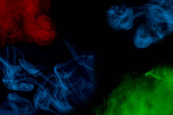 Alien Patterns Formed Multi Colored Clouds Cigarette Vapor Dark Background — Stock Photo, Image