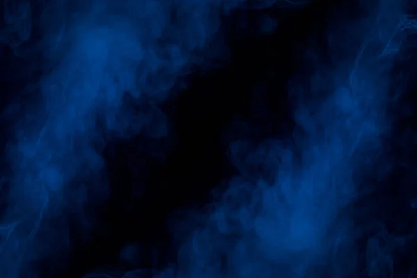 Dois Fluxos Grossos Vapor Cigarro Azul Fundo Escuro Misteriosa Abstração — Fotografia de Stock