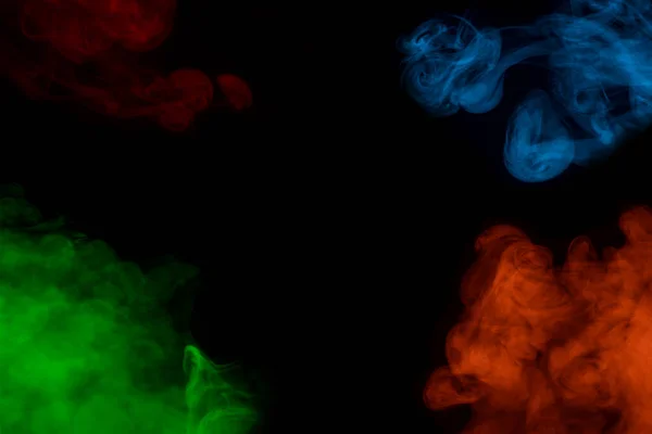 Four Bright Mysterious Clouds Cigarette Vapor Dark Background Abstraction Design — Stock Photo, Image