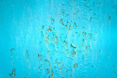 Pas ve çatlamış boya ile mavi metal desen
