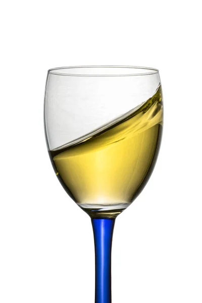 Seducente Spruzzata Bevanda Alcolica Vino Bianco Bicchiere Con Oggetto Gamba — Foto Stock