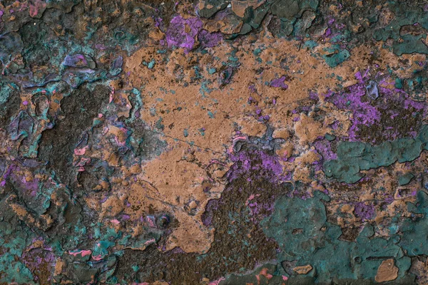 Texture Vecchio Metallo Arrugginito Coperto Con Vernice Multicolore Emozionante Astrazione — Foto Stock