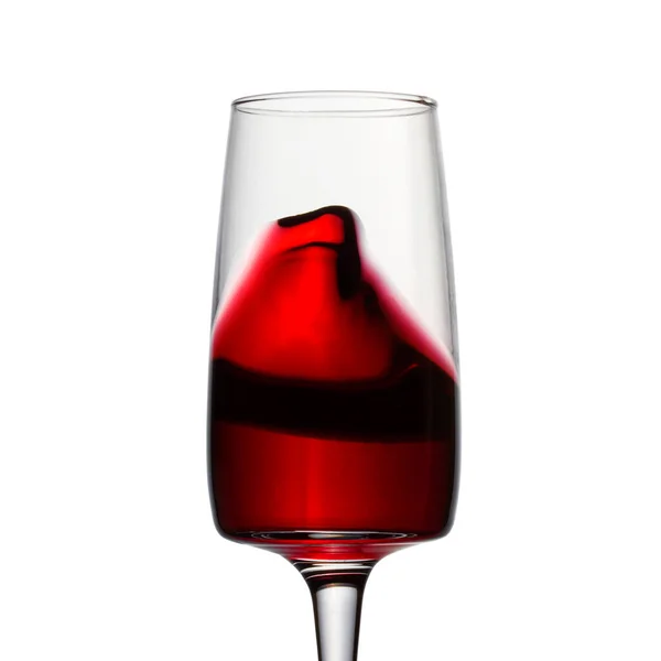 Bright Wave Red Wine Transparent Glass White Background Appetizing Dessert — Stock Photo, Image