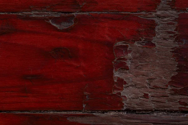 Grunge Textuur Van Rood Houten Plaat Deels Gestript Close Mysterieuze — Stockfoto