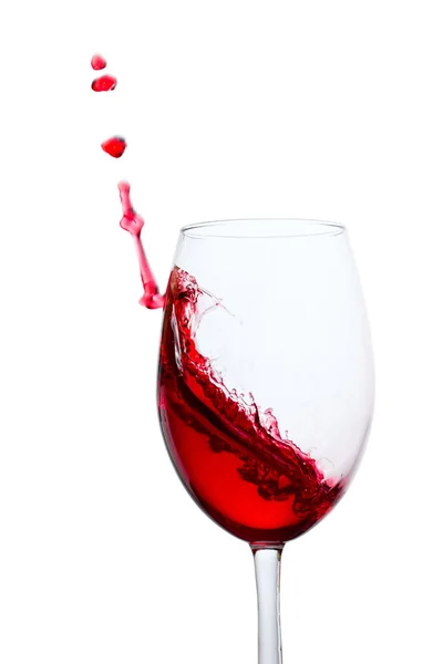 Exciting Wave Red Wine Struck Edge Glass White Background Concept — Stock Photo, Image