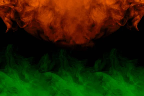 Fantastic Orange Green Clouds Cigarette Vapor Bewitching Patterns Texture Design — Stock Photo, Image