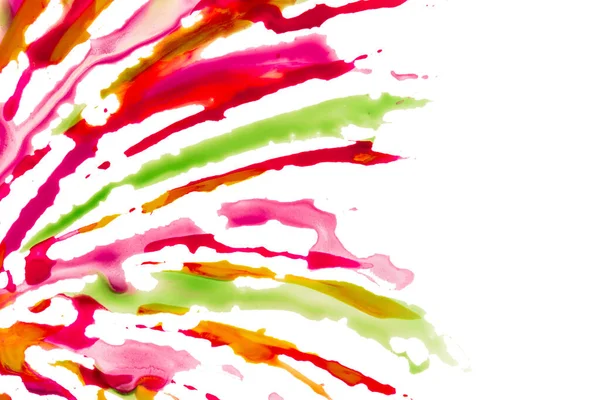 Padrões Emocionantes Linhas Brilhantes Coloridas Desenhadas Aquarela Fundo Branco Abstração — Fotografia de Stock